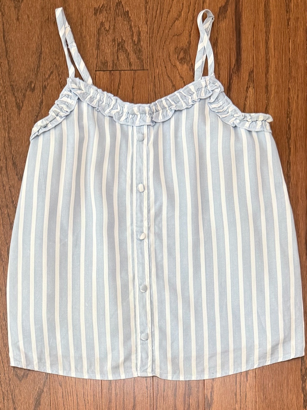 Abercrombie Kids Girls' Light Blue & White Stripe Ruffle Cami Top Size 13/14